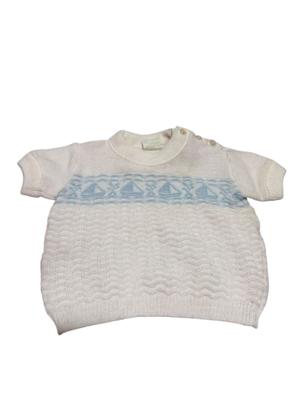 Friemanit Vintage Infant Sweater Sailboat Design Israel Acrylic Cotton Blend